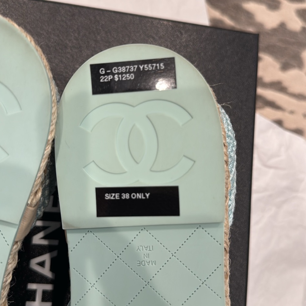 Chanel Light Blue and Black Espadrilles - Picture 6 of 9